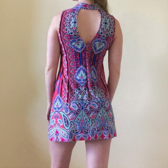 Pink Paisley Keyhole Comfy Summer Dress - Picture 4 of 7